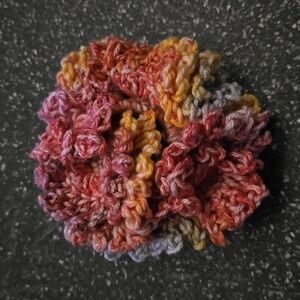 Large ruffle crochet hair scrunchie.